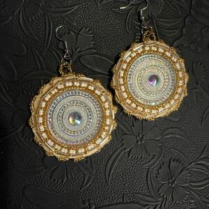 Elegant Gold and Silver Beaded Earrings
